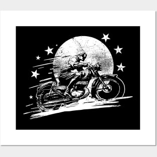 Vintage Motorcycle with Biker Graphic Posters and Art